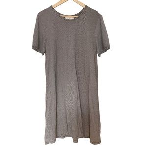 J. Jill Striped Tshirt Dress, black & white, short sleeves, size Medium